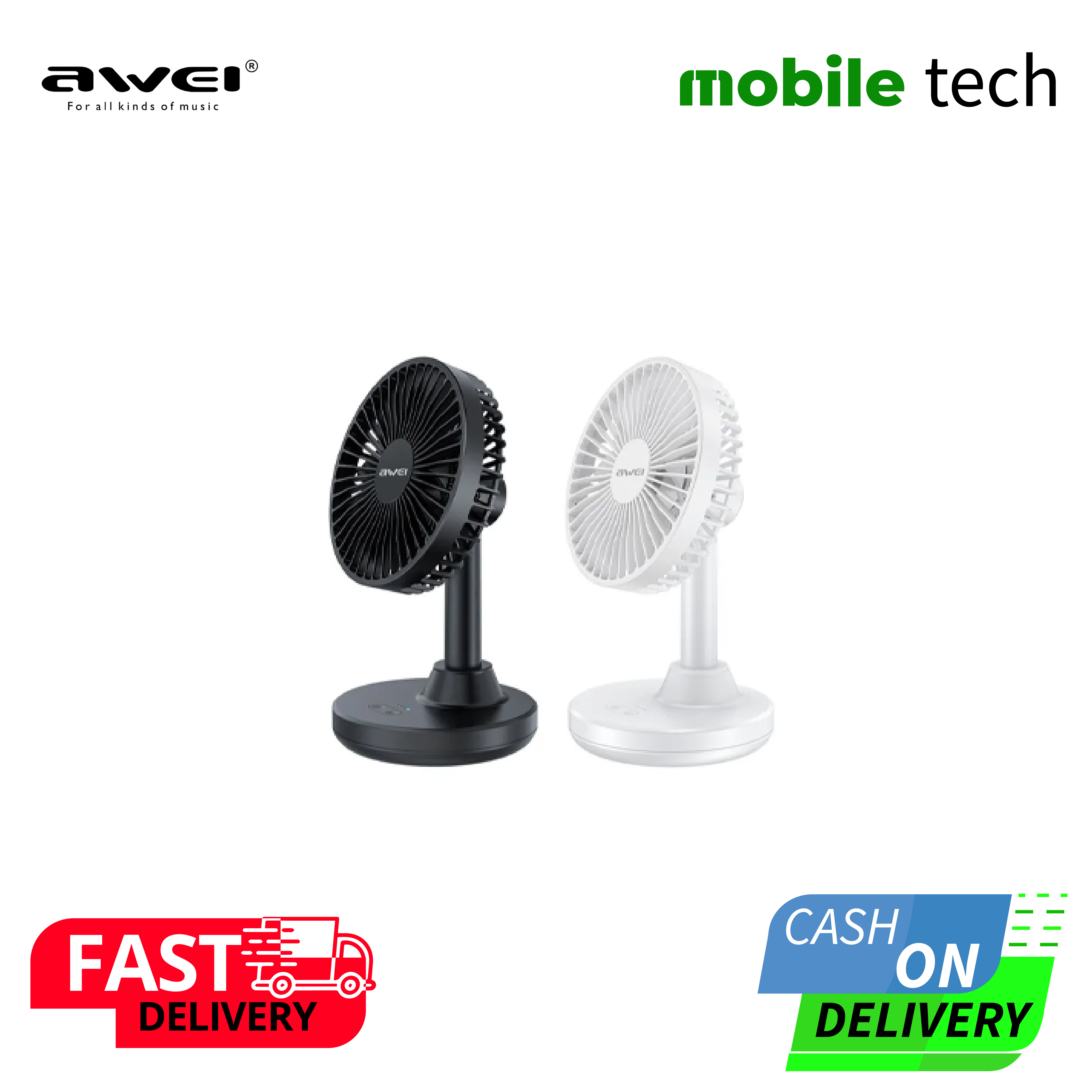 Awei F29 Mini Desktop Oscillating Rechargeable Silent Fan