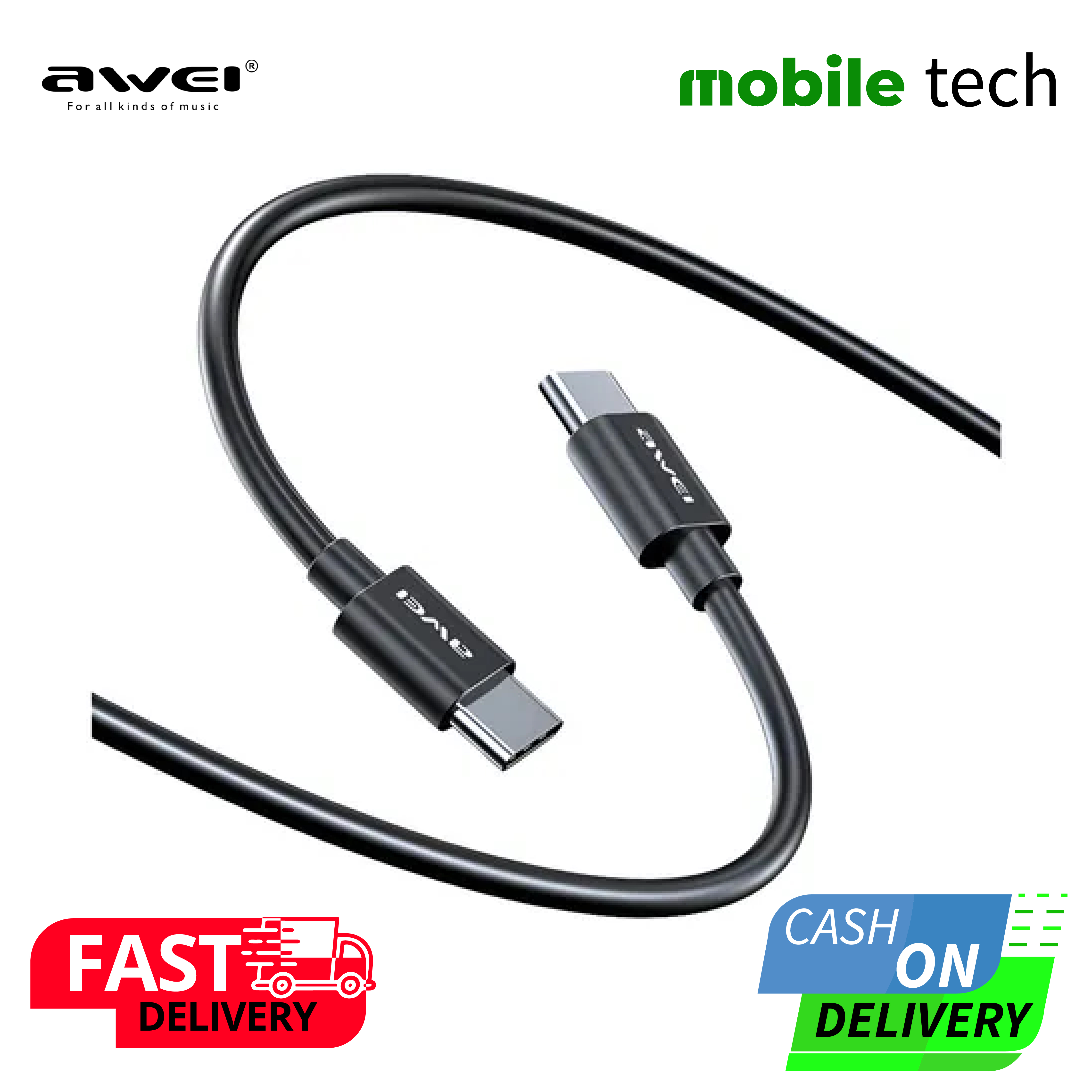 Awei CL-165T 60W Type-C To Type-C fast charging Data Cable